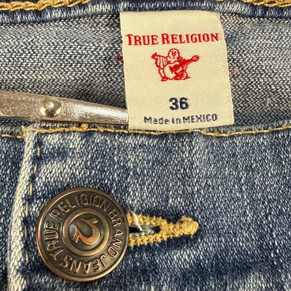 True Religion Jeans Mens 36 Geno No Flap SN Blue Americana Aqua EUC